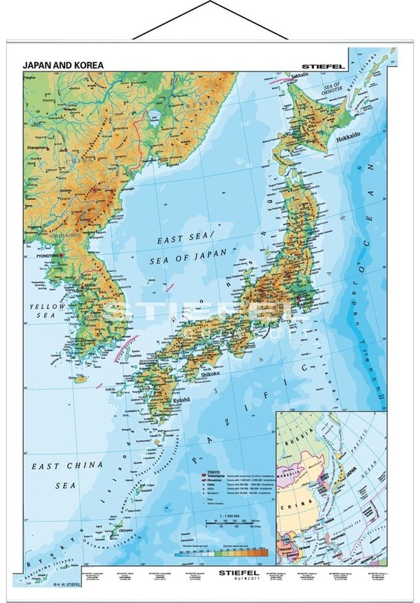 Japan und Korea physisch (engl.)