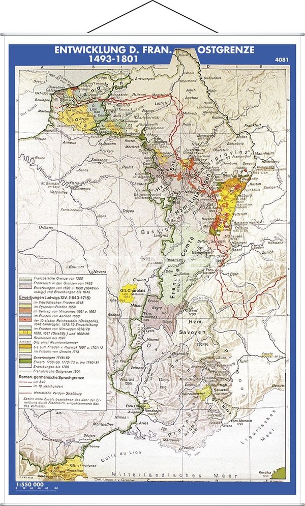 Entwicklung der französischen Ostgrenze 1493   bis 1801