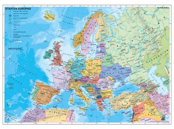 Staaten Europas Poster 100 x 70 cm