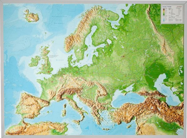 3D Reliefkarte EUROPA deutsch