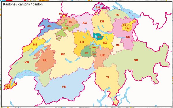 PLZ-Karte der Schweiz